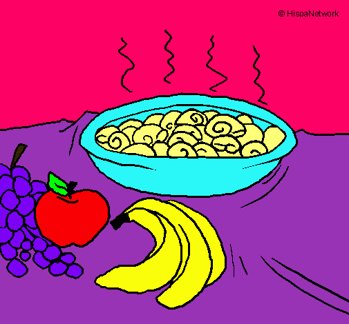 Dibujo Fruta y caracoles a la cazuela pintado por itamar