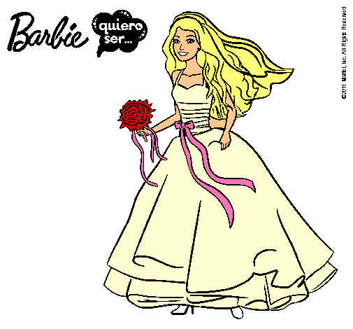 Dibujo Barbie vestida de novia pintado por carlota10