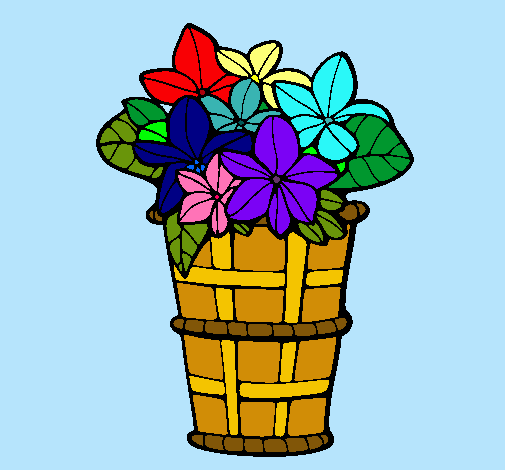 Dibujo Cesta de flores 3 pintado por Elsukita