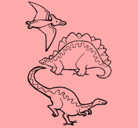 Dibujo Tres clases de dinosaurios pintado por antooooooooo