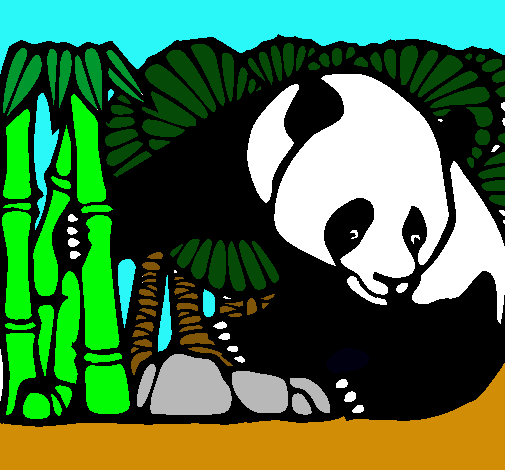 Oso panda y bambú