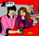 Dibujo Barbie y su amigo en la heladería pintado por DARAY