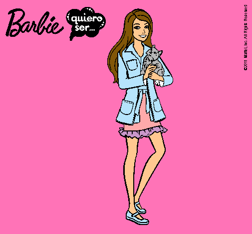 Dibujo Barbie con un gatito pintado por abriluchi