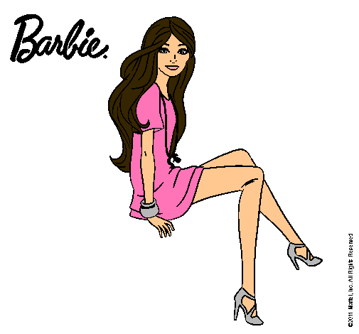 Dibujo Barbie sentada pintado por bachatera