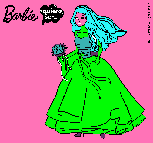 Dibujo Barbie vestida de novia pintado por miprincesa