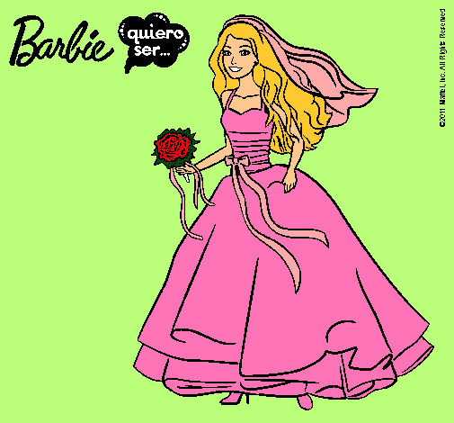 Dibujo Barbie vestida de novia pintado por abriluchi