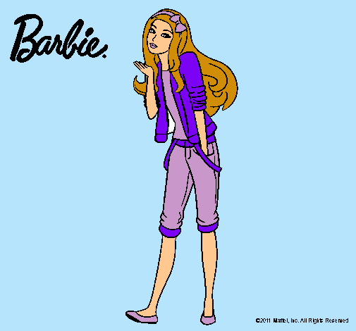 Dibujo Barbie con look casual pintado por jadilla