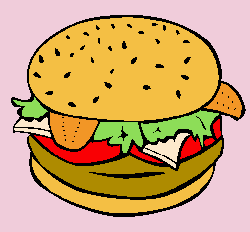 Dibujo Hamburguesa completa pintado por Daru