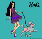 Dibujo Barbie paseando a su mascota pintado por miko