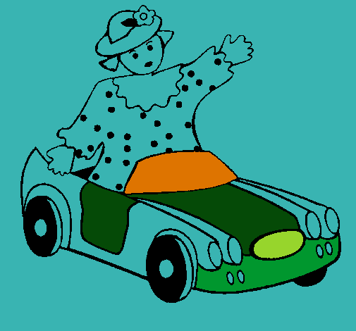 Dibujo Muñeca en coche descapotable pintado por mateyvalen