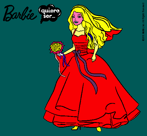 Dibujo Barbie vestida de novia pintado por miprincesa