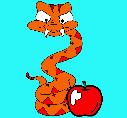 Dibujo Serpiente y manzana pintado por citlalli