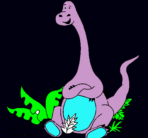 Dibujo Diplodocus sentado pintado por flavi