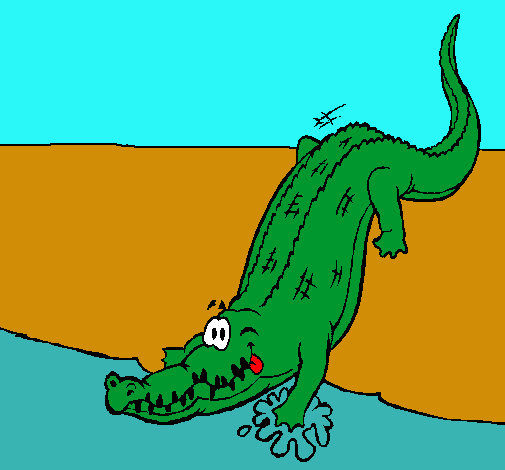 Dibujo Aligátor entrando al agua pintado por Dapeayuso
