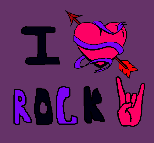 Dibujo I love rock pintado por juanislove