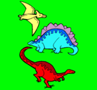Dibujo Tres clases de dinosaurios pintado por moly