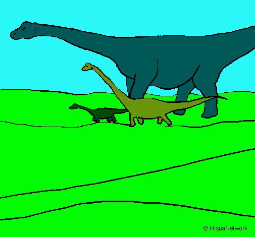 Dibujo Familia de Braquiosaurios pintado por momita