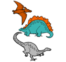 Dibujo Tres clases de dinosaurios pintado por damalexander