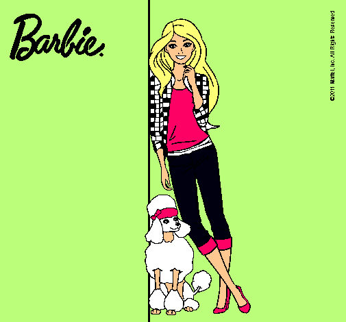 Dibujo Barbie con cazadora de cuadros pintado por Belen-