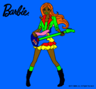 Dibujo Barbie guitarrista pintado por luque