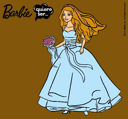 Dibujo Barbie vestida de novia pintado por lurdes22