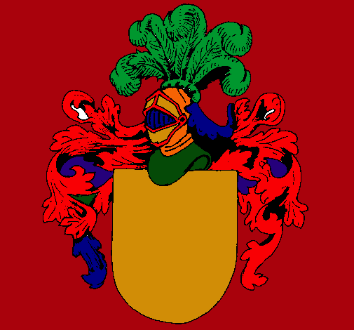 Dibujo Escudo de armas y casco pintado por juan2001