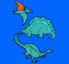Dibujo Tres clases de dinosaurios pintado por ygggghh