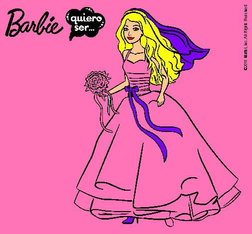 Dibujo Barbie vestida de novia pintado por Baniia