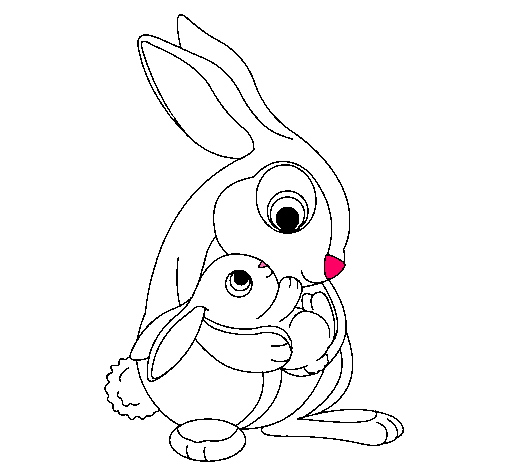 Dibujo Madre conejo pintado por luciamoris