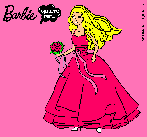 Dibujo Barbie vestida de novia pintado por escorpio