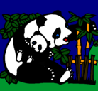 Dibujo Mama panda pintado por pajarito