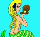 Dibujo Sirena y perla pintado por jhoana