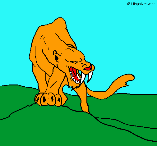 Dibujo Tigre con afilados colmillos pintado por momita