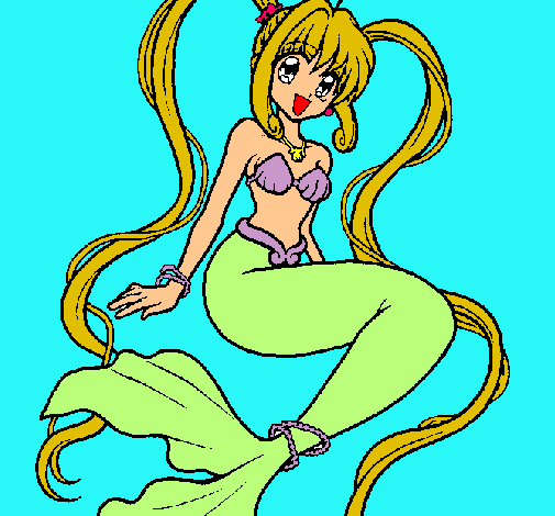Dibujo Sirena con perlas pintado por juanislove
