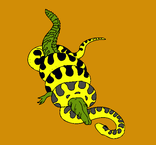 Dibujo Anaconda y caimán pintado por Dapeayuso