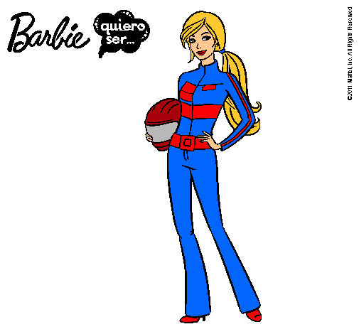 Dibujo Barbie piloto de motos pintado por dani