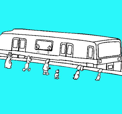 Dibujo Pasajeros esperando al tren pintado por luciamoris