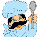 Dibujo Chef con bigote pintado por eladio