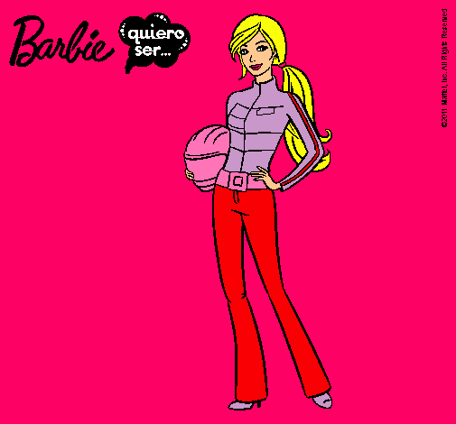 Dibujo Barbie piloto de motos pintado por escorpio