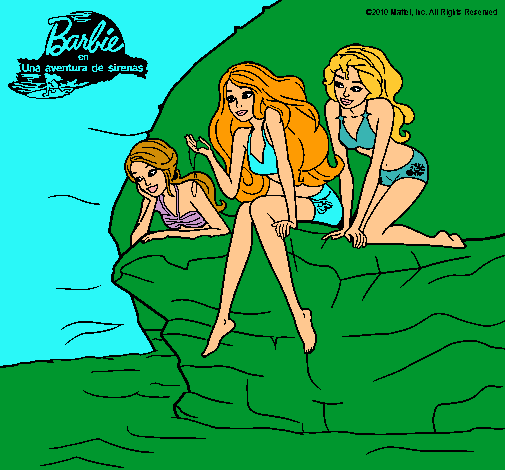 Dibujo Barbie y sus amigas sentadas pintado por lurdes22