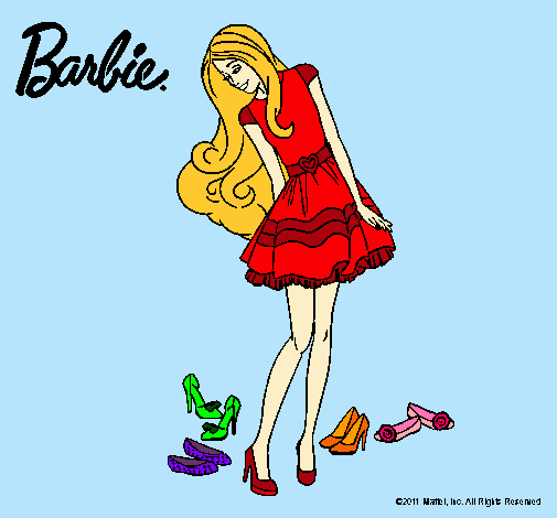 Dibujo Barbie y su colección de zapatos pintado por naomisoray