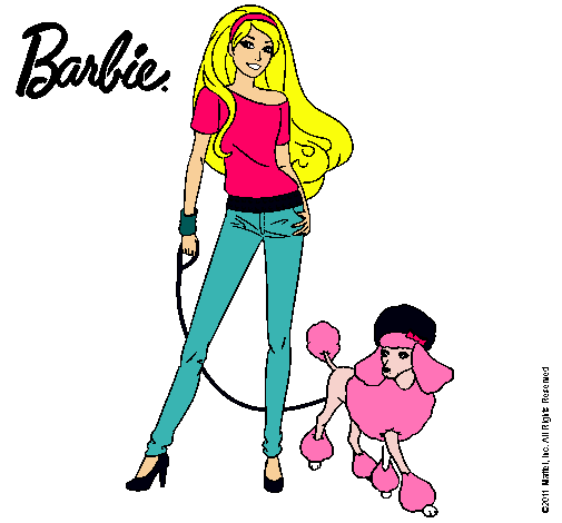 Dibujo Barbie con look moderno pintado por patrifeVer