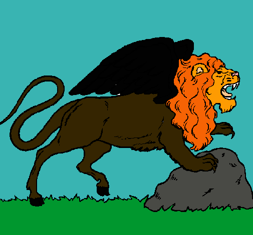 Dibujo León alado pintado por hima
