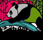 Dibujo Oso panda comiendo pintado por muromomo