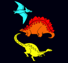 Dibujo Tres clases de dinosaurios pintado por juhgjgcbhchn
