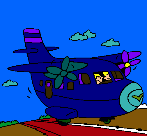 Dibujo Avión despegando pintado por pepika