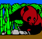 Dibujo Oso panda y bambú pintado por critina