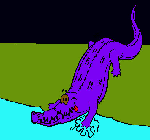 Dibujo Aligátor entrando al agua pintado por intoxiicads