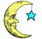 Dibujo Luna y estrella pintado por mariposas