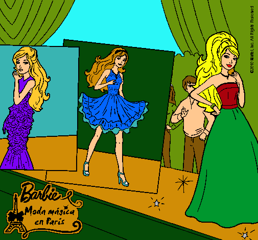 Dibujo Barbie, desfilando por la pasarela pintado por lurdes22